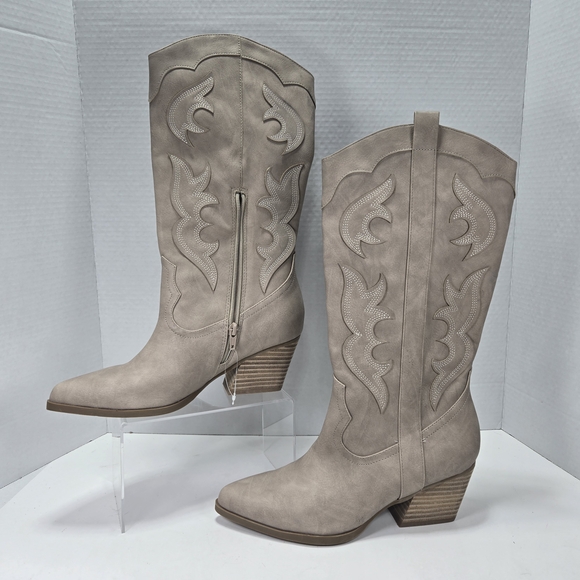 DV by Dolce Vita Shoes - DV by Dolce Vita Karda Taupe Block Heeled Western Cowgirl Cowboy Boots Size 9